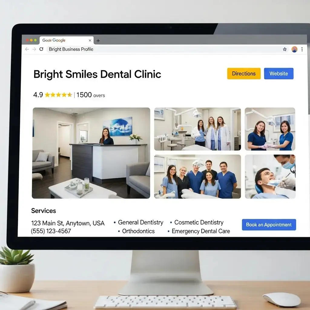Optimized Google Business Profile for a dental practice, showcasing visibility strategies